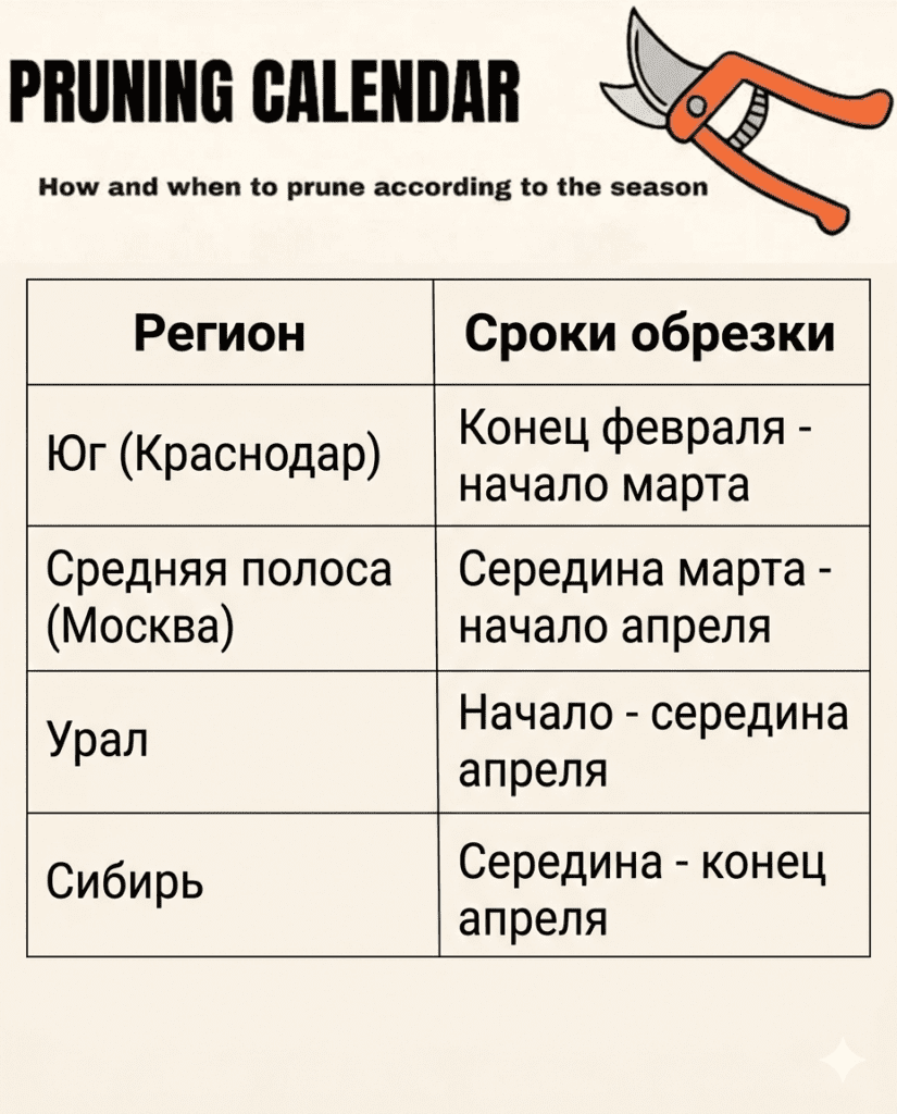 Календарь обрезки яблонь весной в России
