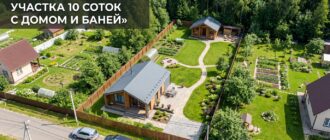 Планировка узкого участка 10 соток с домом и баней