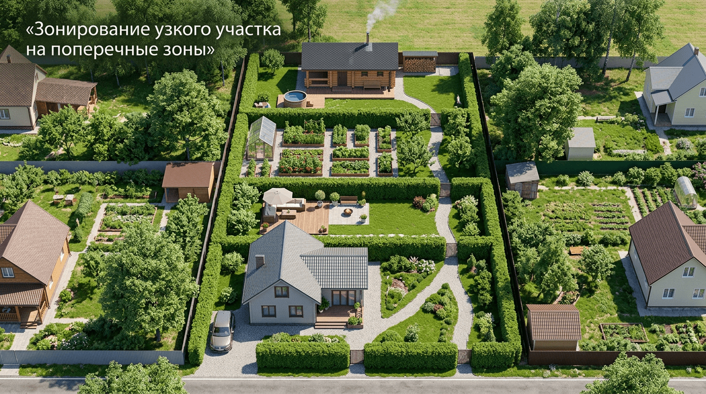 Зонирование узкого участка на поперечные зоны