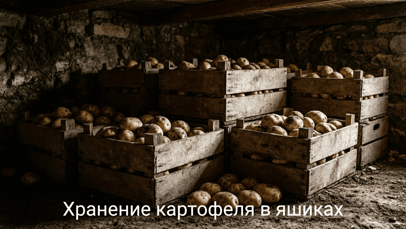 Хранение картофеля в ящиках