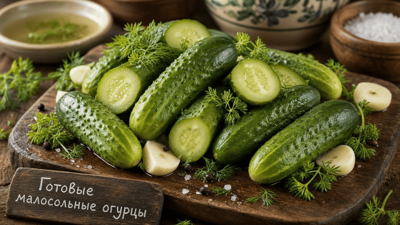 Готовые малосольные огурцы