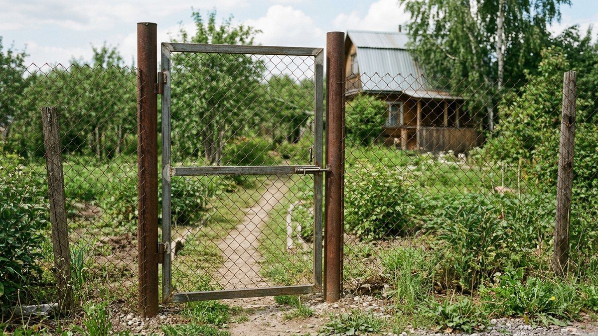 Калитка в заборе из сетки рабица